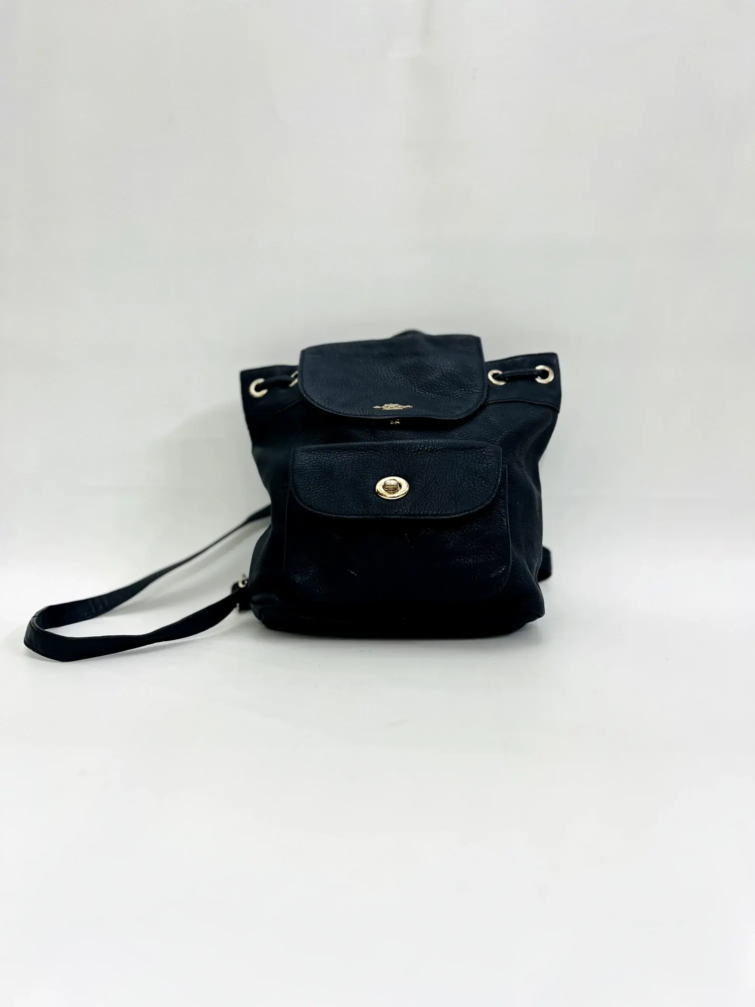 Coach Women's Black Leather Mini Bucket Backpack